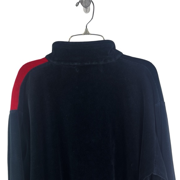 Vintage Retro 80's/90's Velvety Velour Color Block 3/4 Zip Pullover Sweatshirt - Picture 6 of 14